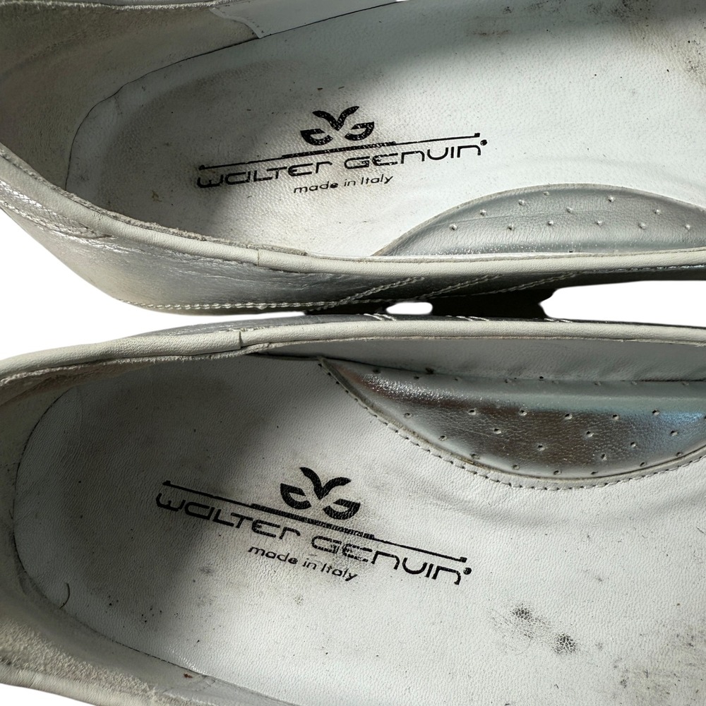 Walter Genuin COCO BALLERINA Leather Ballet Silver Metallic Flats Shoes Italy 10 - Picture 9 of 10